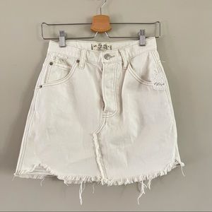 FREE PEOPLE Buttoned Up Distressed Denim Skirt